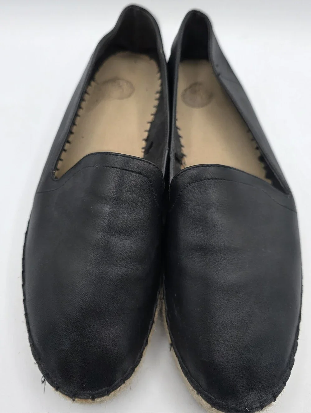 GAP Womens Espadrilles Black Leather Shoes Size 10 - 11 Natural Neutral Preppy